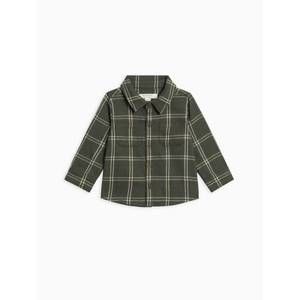 NEW KENDI boy's berg flannel long sleeve collared button down shirt in pine plai